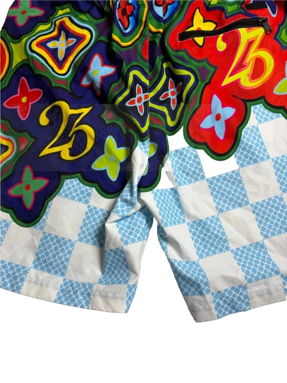Two Thr33 Originals Mens Large Swim Shorts Abstract Pattern Drawstring 7.5